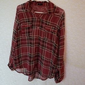 Mine plaid long sleeve blouse